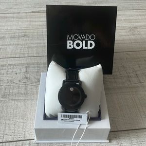 Movado Bold Black Dial Black Patent Leather